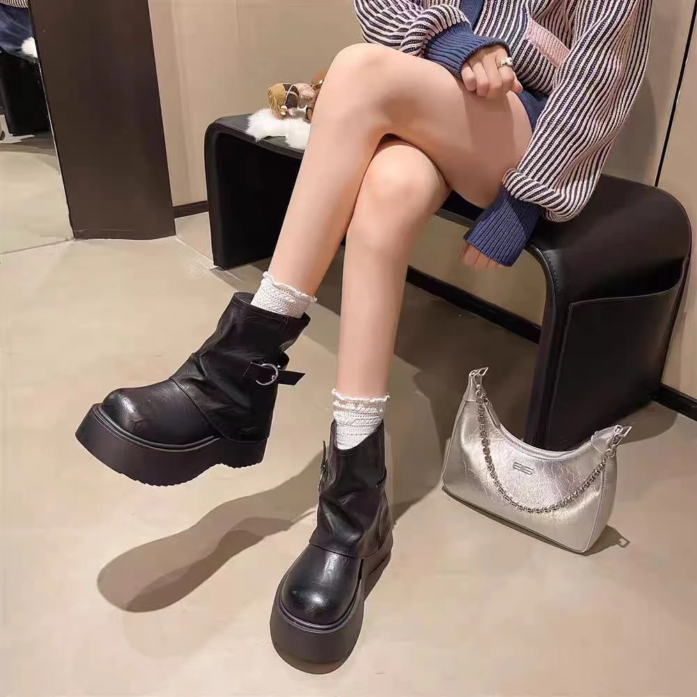 【新疆包邮】26年春节新款厚底时尚百搭裤管短靴7178