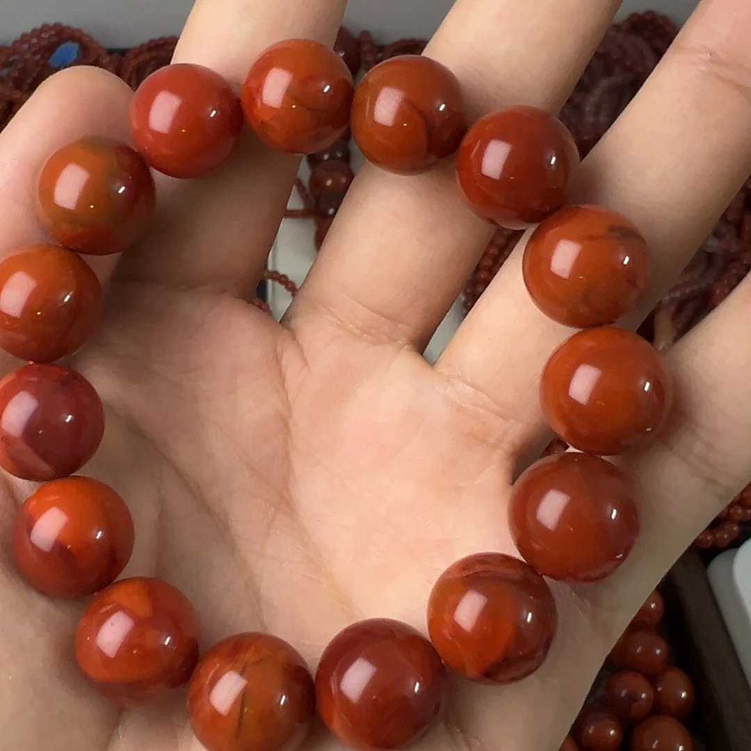南红玛瑙未镶嵌手串卡13满色满肉