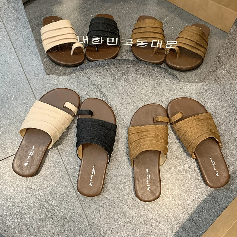 【严选】夏季平底休闲拖仙女风一字拖小香风珍珠拖鞋女外穿防滑外穿