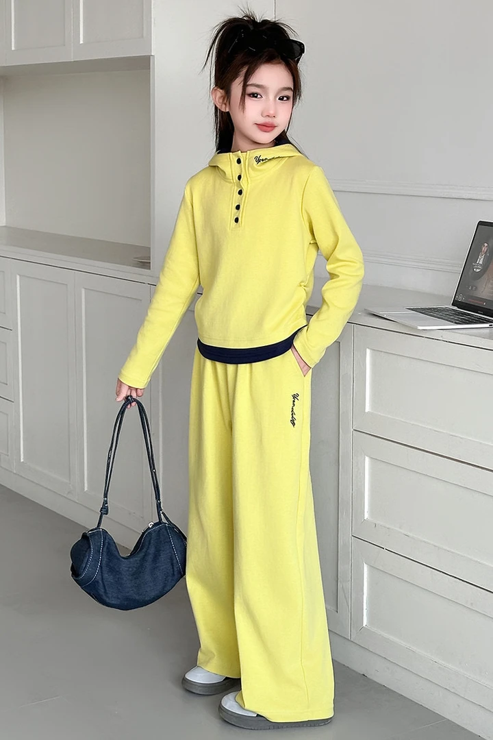 套装针织外套运动阔腿女孩套头童装女春秋时髦中大童-牛小牛