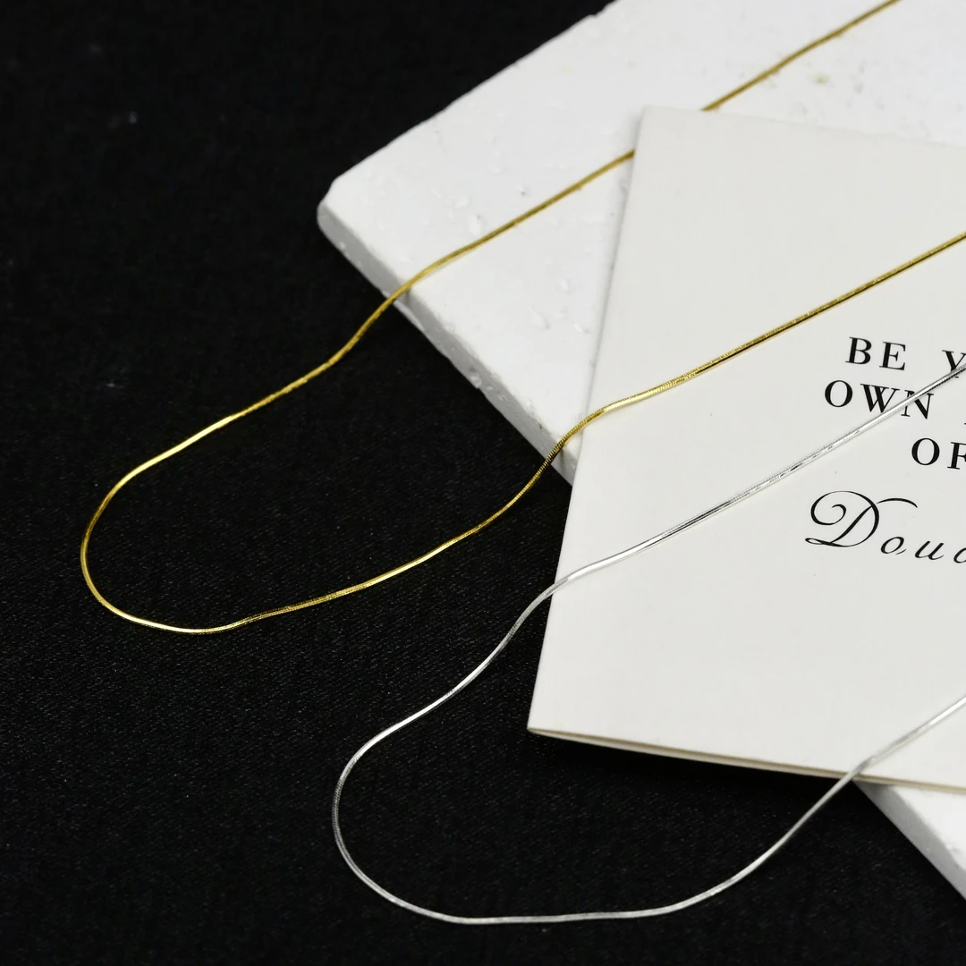 链子足银 足银金色银色细蛇骨链备