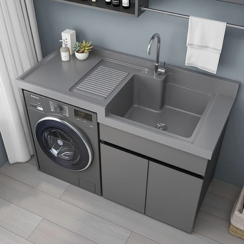 阳台一体柜铝制洗漱一体高低盆洗衣柜带搓板太空槽浴室洗脸池