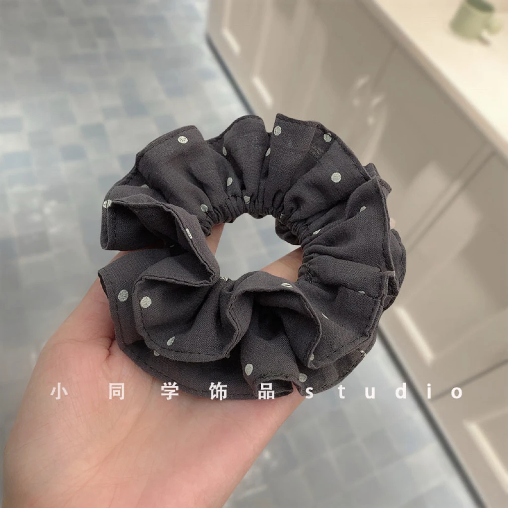 韩国原创发饰设计进口面料纯棉麻布艺波点圆点小蛮腰发圈发绳头绳