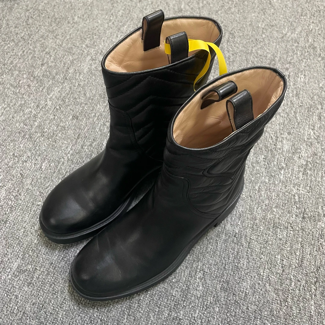 95新 GUCCI/古驰 圆头套穿舒适短靴 36码/14014