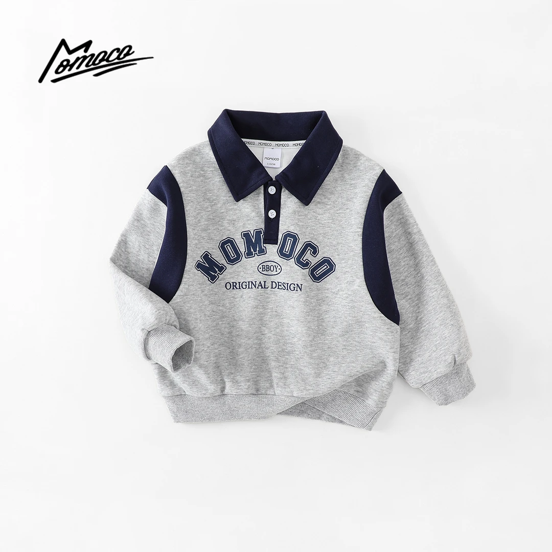 MOMOCO春秋季男童中大童潮流印花字母时尚POLO衫翻领77330237001