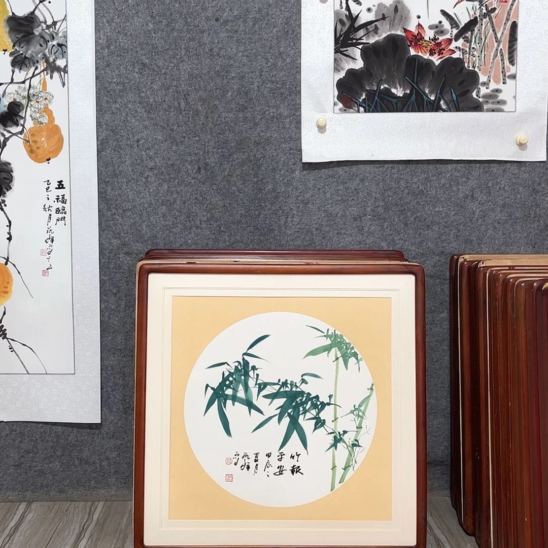 国画书画作品带框63×63