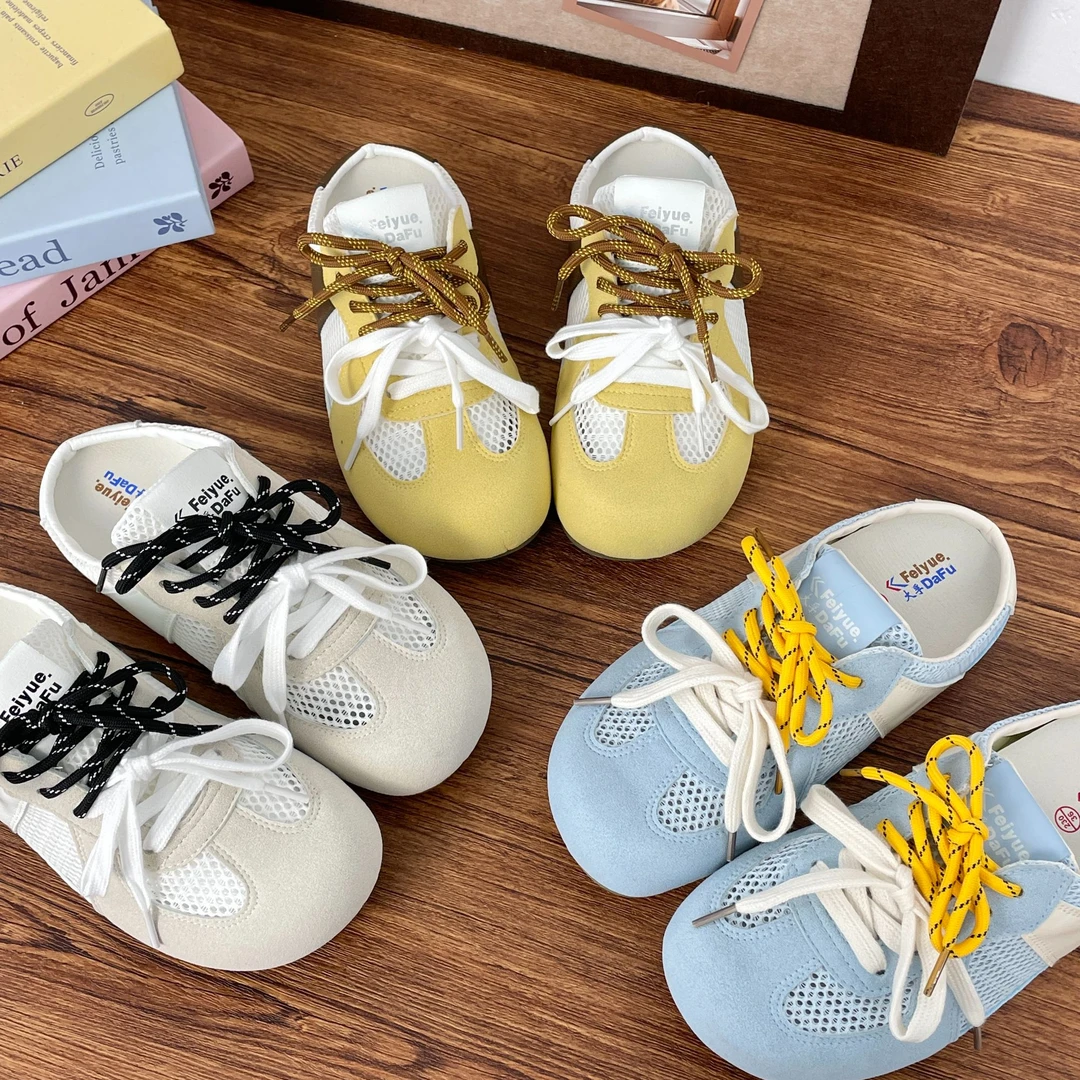 飞跃厚底德训鞋女2025夏季新款包头半拖百搭小个子增高运动鞋