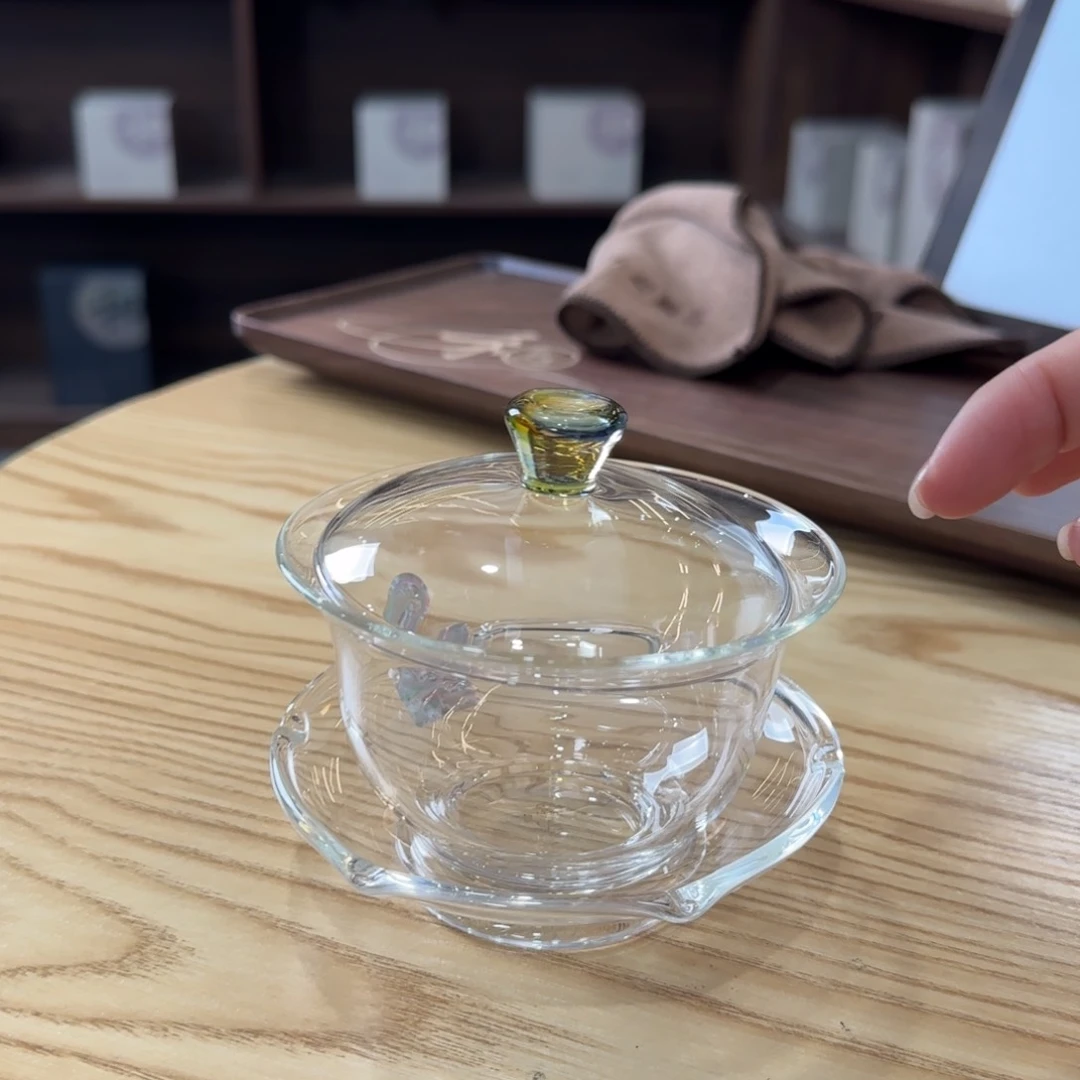 禾器沁莲盖碗，迷翠