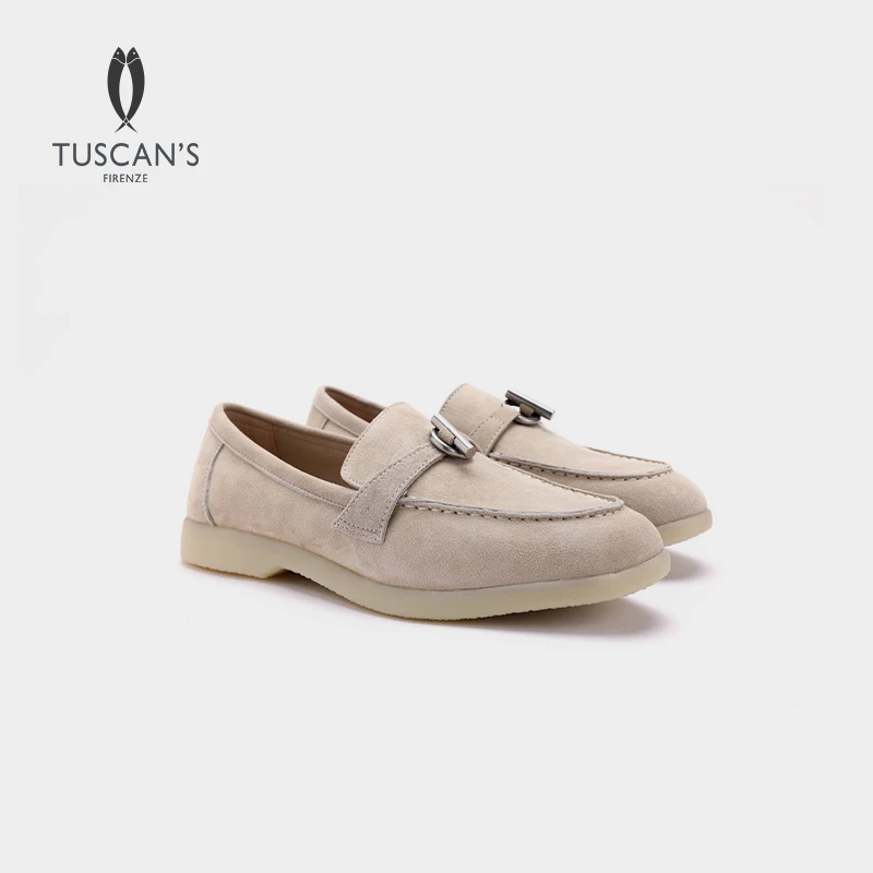 TUSCAN'S羊皮通勤平底乐福鞋女鞋子绒面懒人一脚蹬软底豆豆单鞋