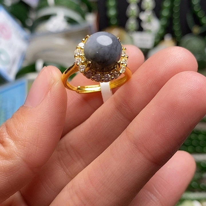 和田玉银S925镶嵌戒指