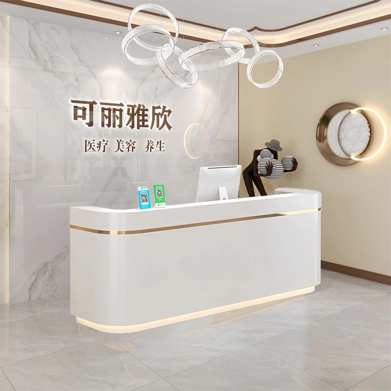 公司前台接待台美容院服务台电铺小型迎宾台吧台桌简易烤漆收银台