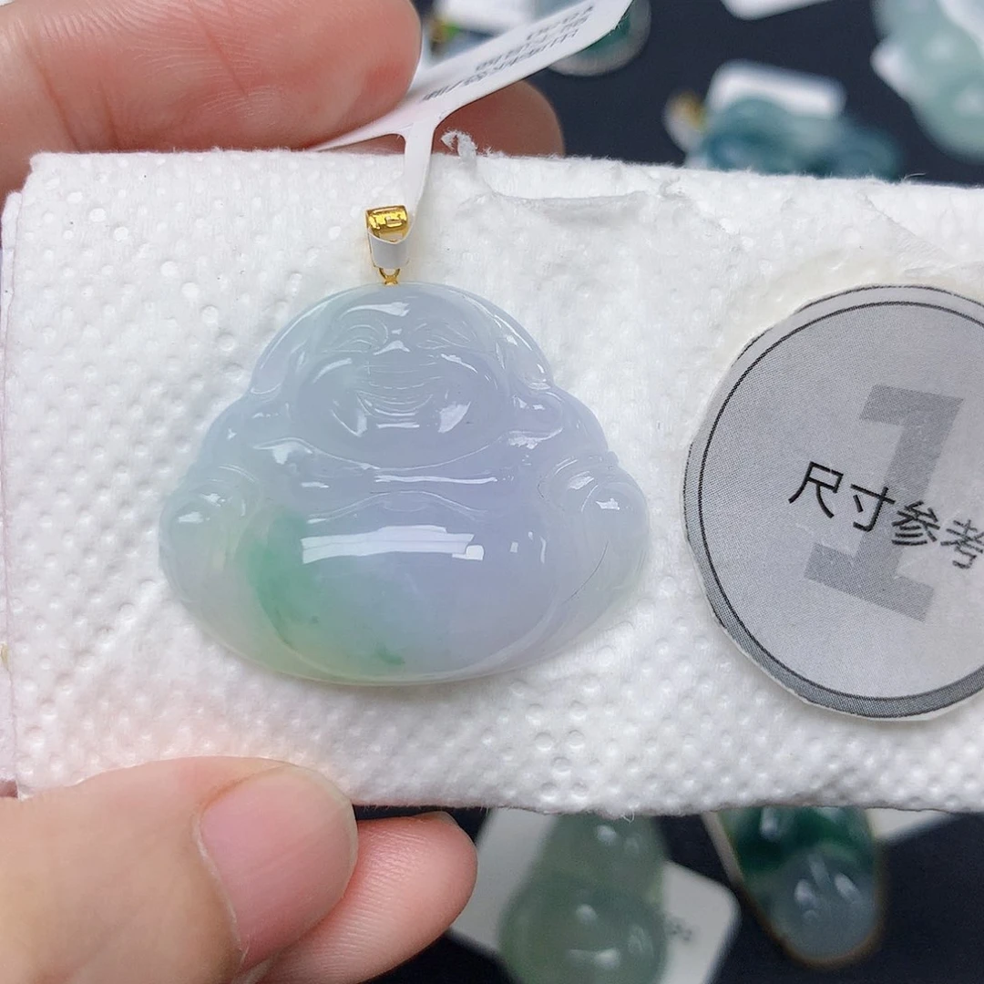 颈饰18K金镶嵌翡翠天然缅甸A货翡翠