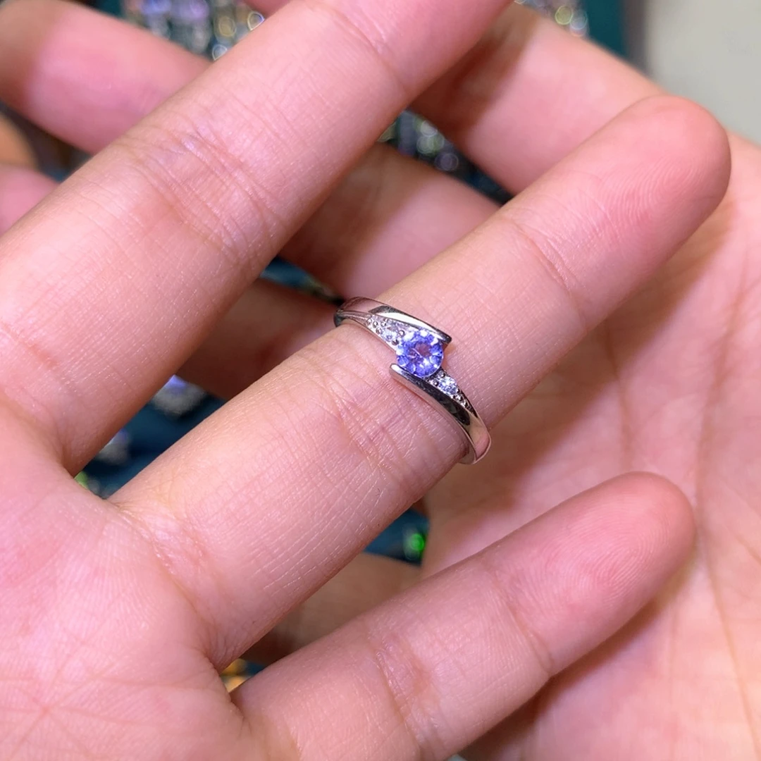 银S925镶嵌戒指坦桑石【挚爱】女戒