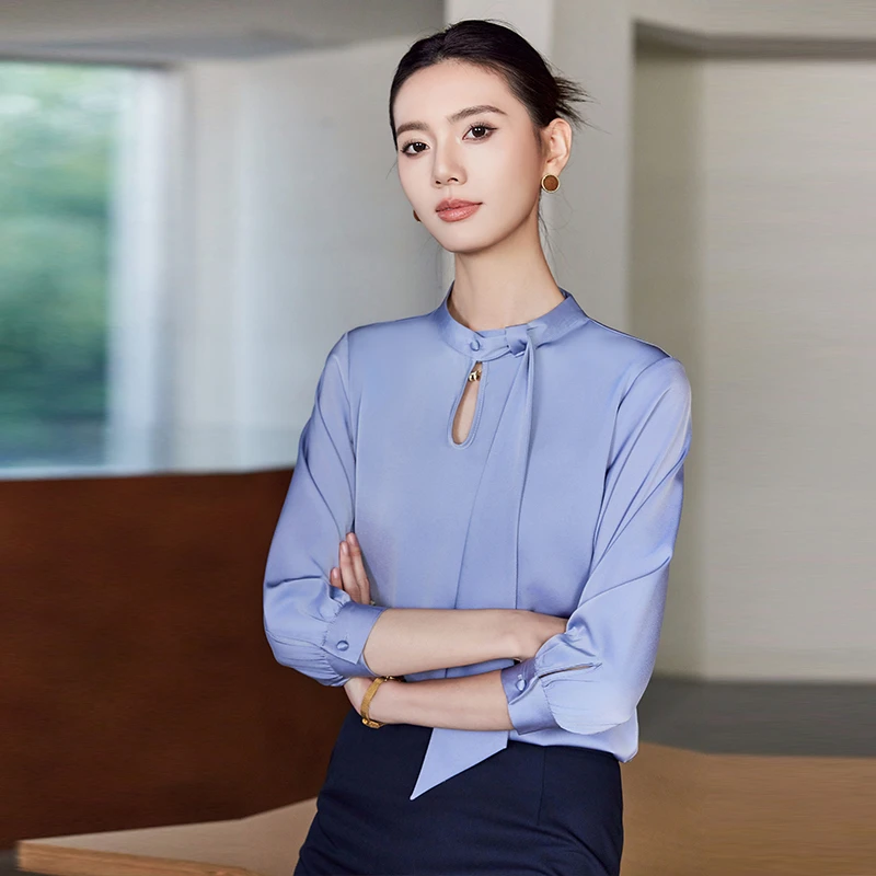 短袖衬衫女夏季薄款2025新款酒店前台工作服上衣职业通勤衬衣套装