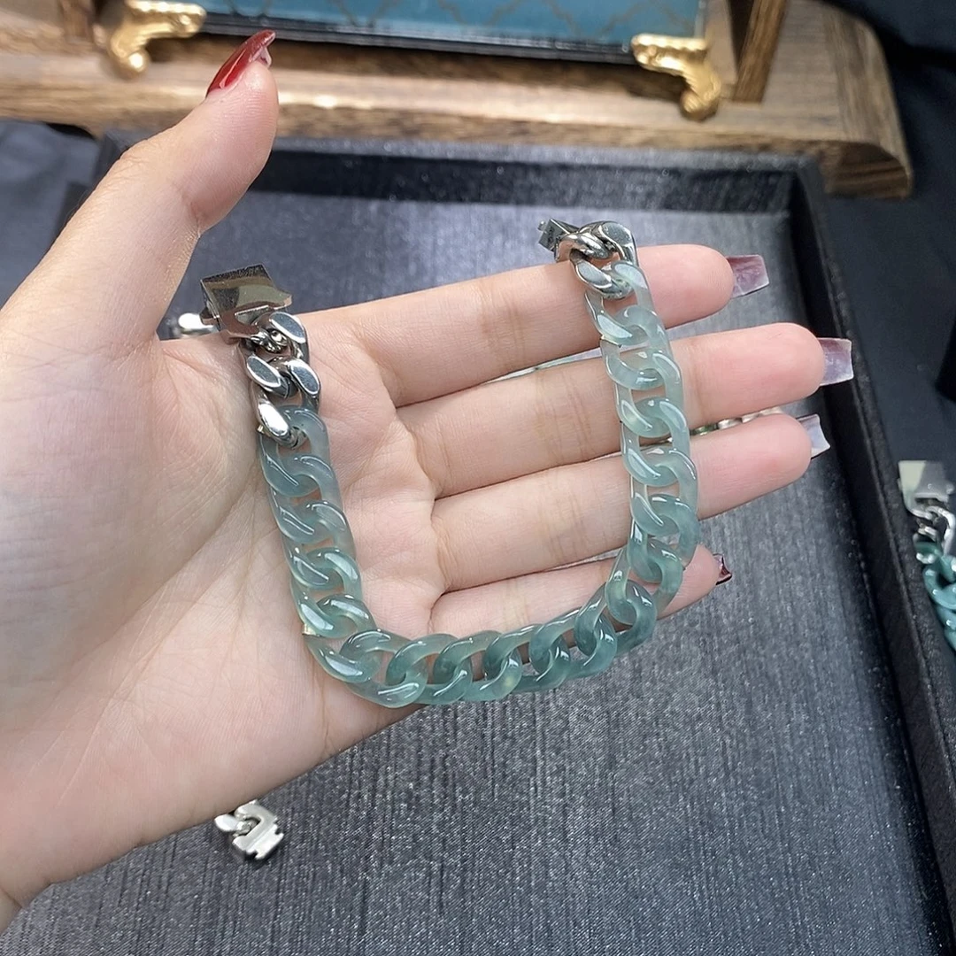 翡翠未镶嵌手链古巴链