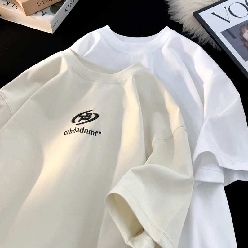 原创2025索罗娜凉感短袖T恤男生防晒tee宽松半袖刺绣潮牌圆领衫