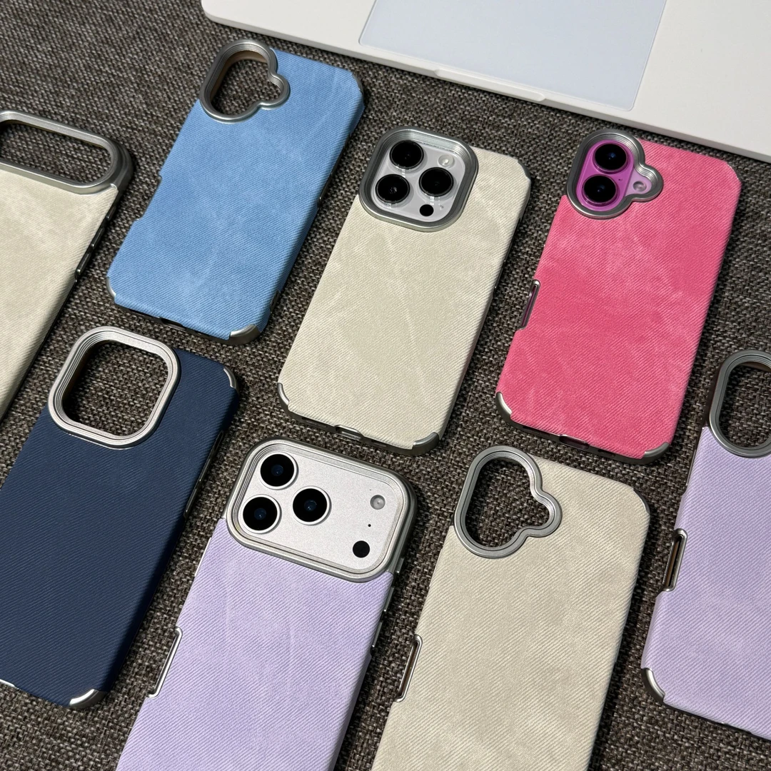 雅天立复古简约牛仔纹适用苹果17promax个性手机壳iPhone16纯色15