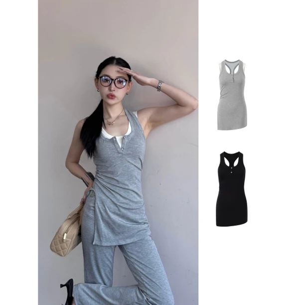 CNLEEWEI  25春夏 设计师品牌 侧开衩针织背心两件套SOLSOL买手店