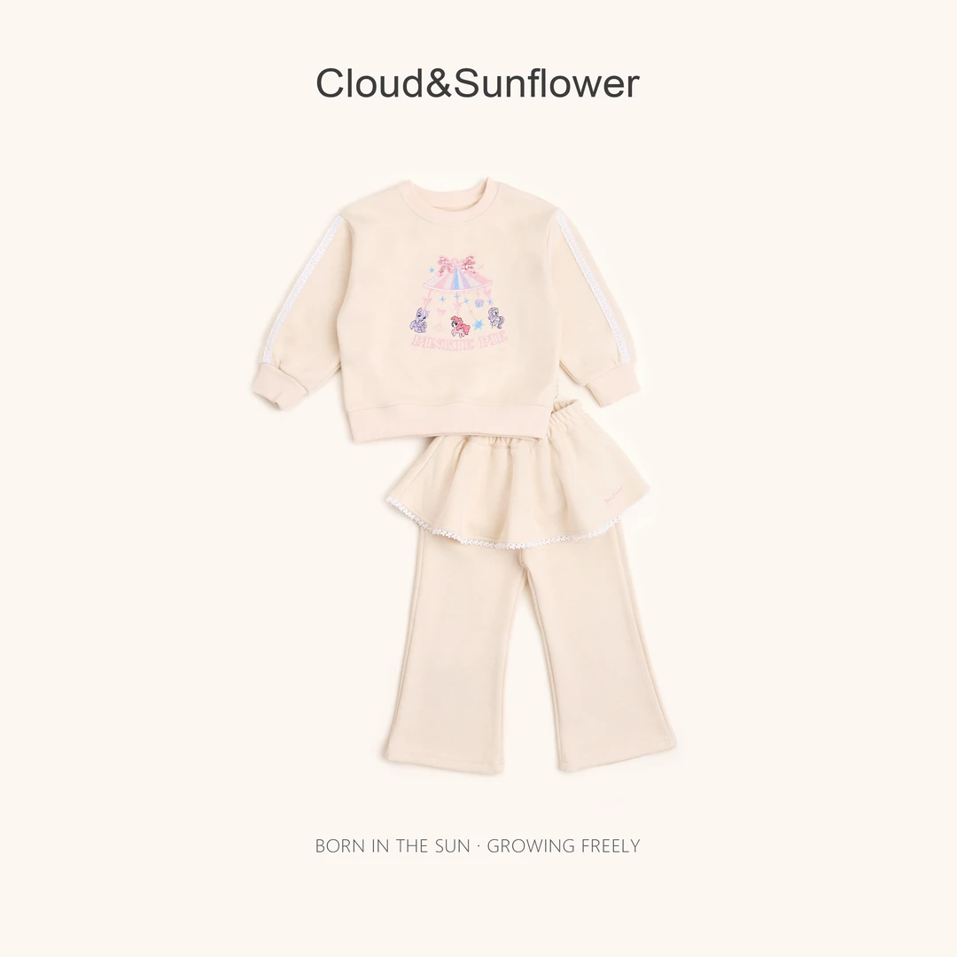 【云朵小葵】女童秋季新款洋气旋转木马百搭套装卫衣卫裤1114524