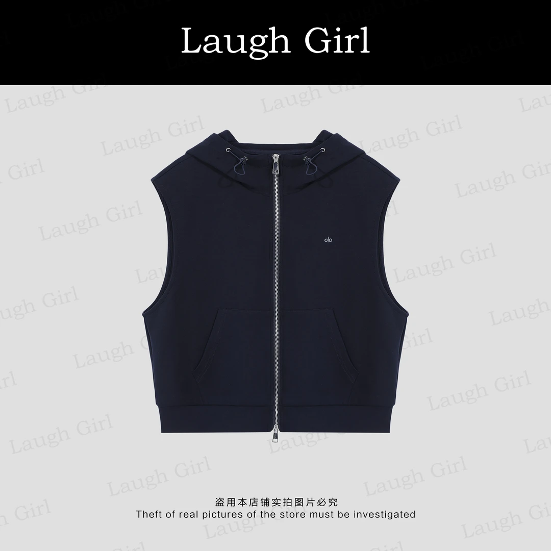 楚楚君 Laugh girl【街范马甲】百搭连帽双拉链时尚马甲JL53175J