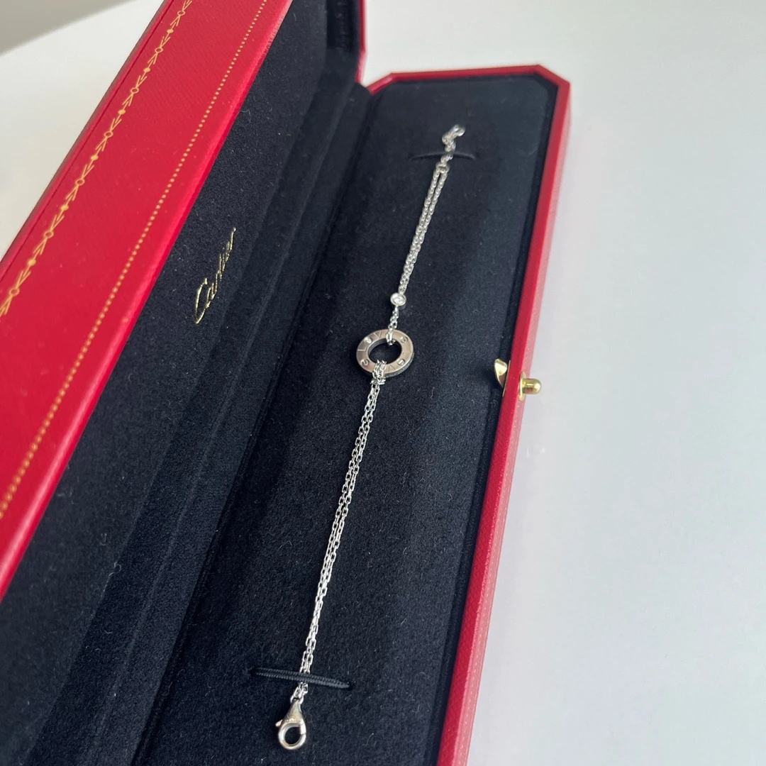99新 Cartier/卡地亚 Love系列白金钻石圆饼手链