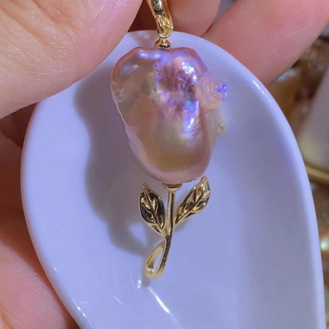 银S925镶嵌淡水珍珠天然淡水珍珠无染色无优化