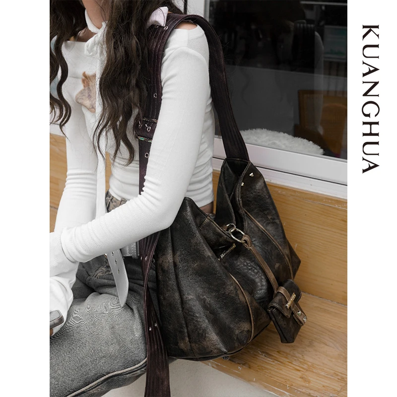 KUANGHUA单肩包饺子包简约水桶包ins肩包单肩托特包时尚