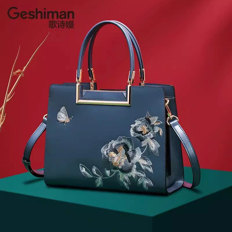 时尚女士包包中国风民族风手提包刺绣苏绣女包气质中年大气妈妈包