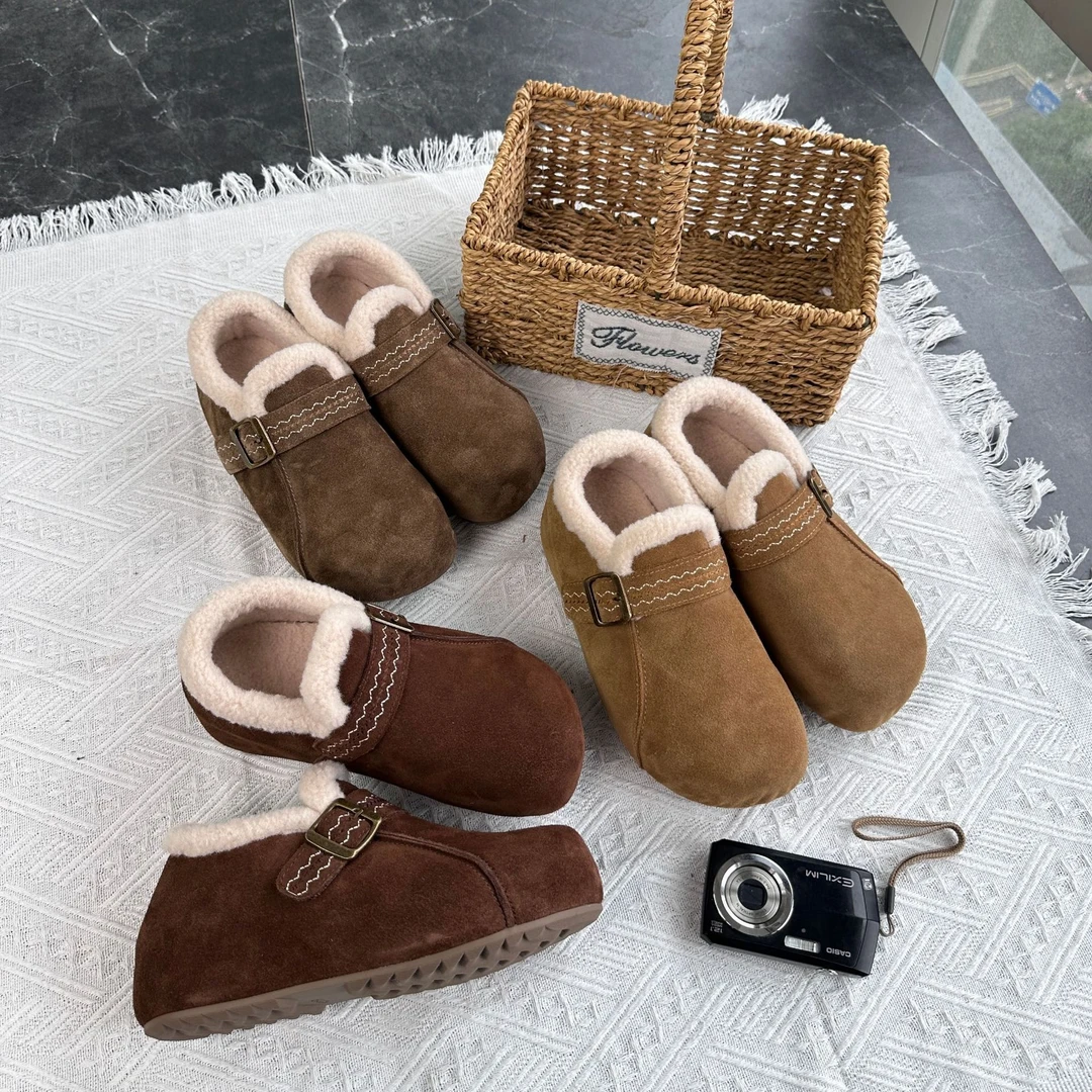 内增高真皮加厚雪地靴女2025冬季新款加绒保暖单鞋休闲复古女鞋