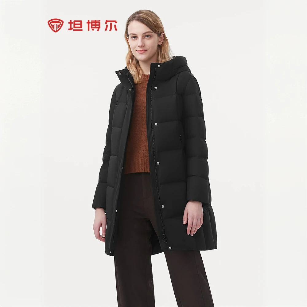 TANBOER/坦博尔时尚连帽中长款羽绒服TBF510756A