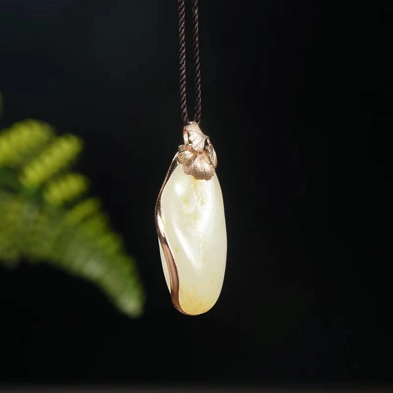 18k金银杏叶吊坠