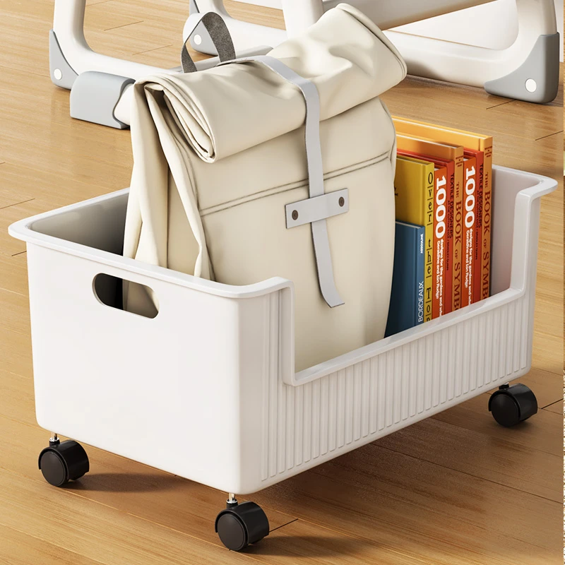 桌下书本收纳箱书包滑轮可移动书箱学生教室用桌面放书收纳盒书架