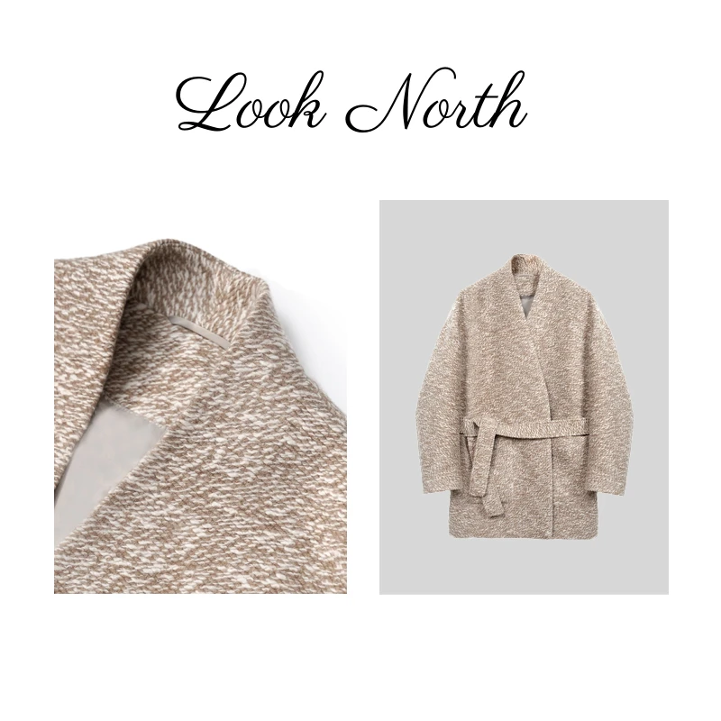 Look North【暮色温柔】秋季新款单面针织宽松保暖毛呢大衣0060