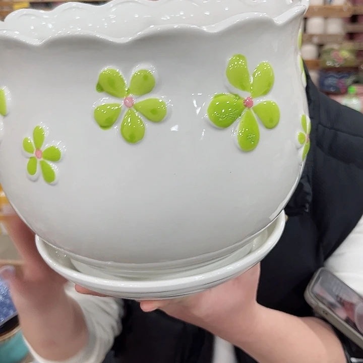 陶瓷陶瓷花盆有带冰裂效果