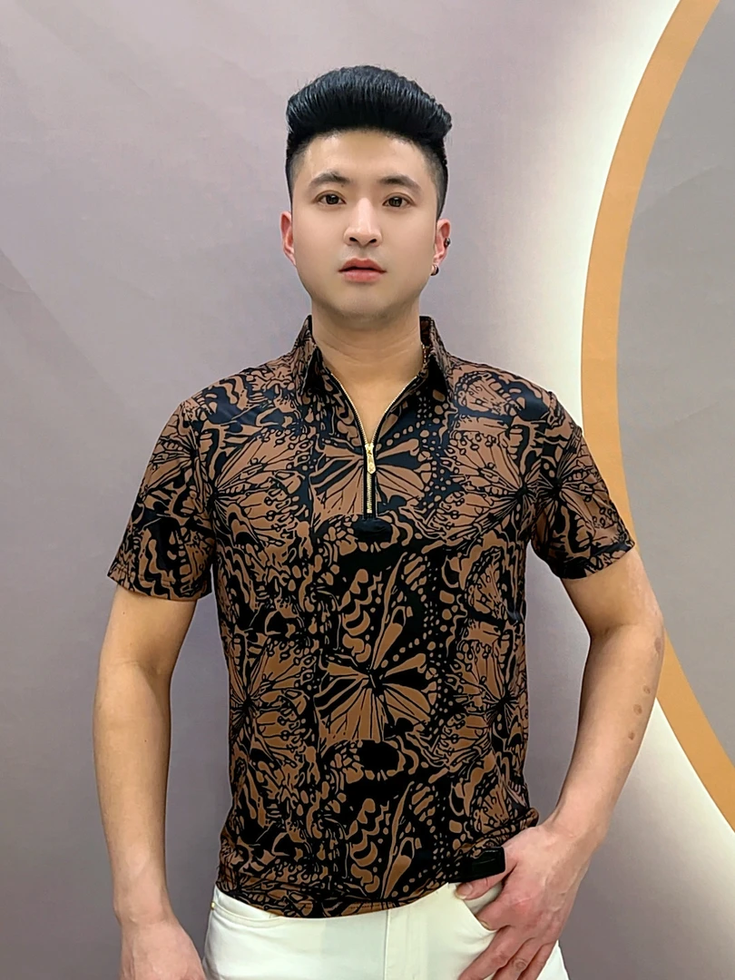 男士夏季免烫潮流高品质轻奢时尚修身经典休闲帅气百搭短袖翻领