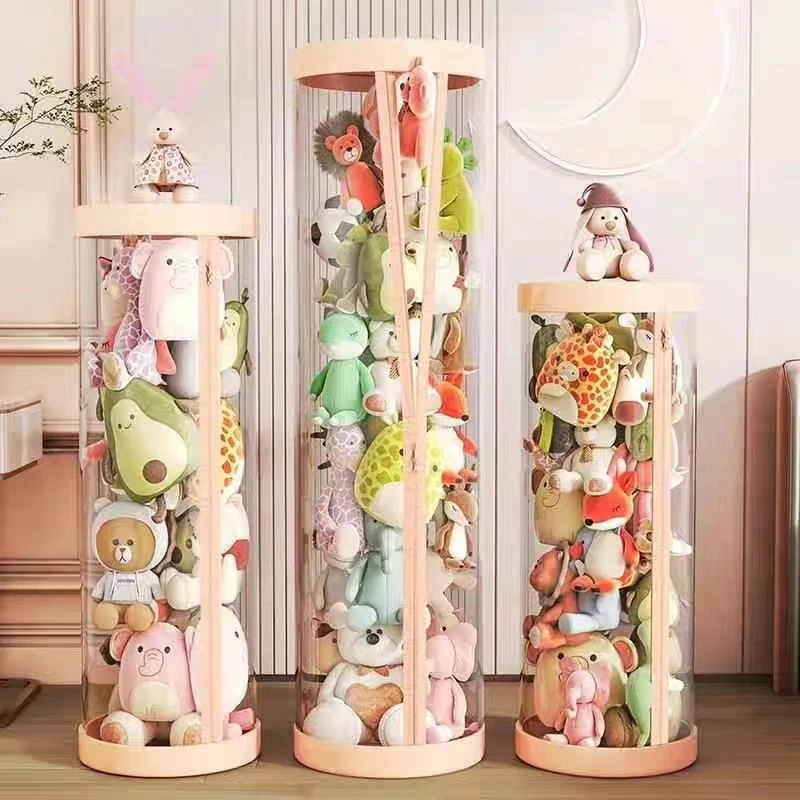 毛绒娃娃收纳桶特大号公仔筐儿童玩具收纳筒神器透明衣物收纳箱