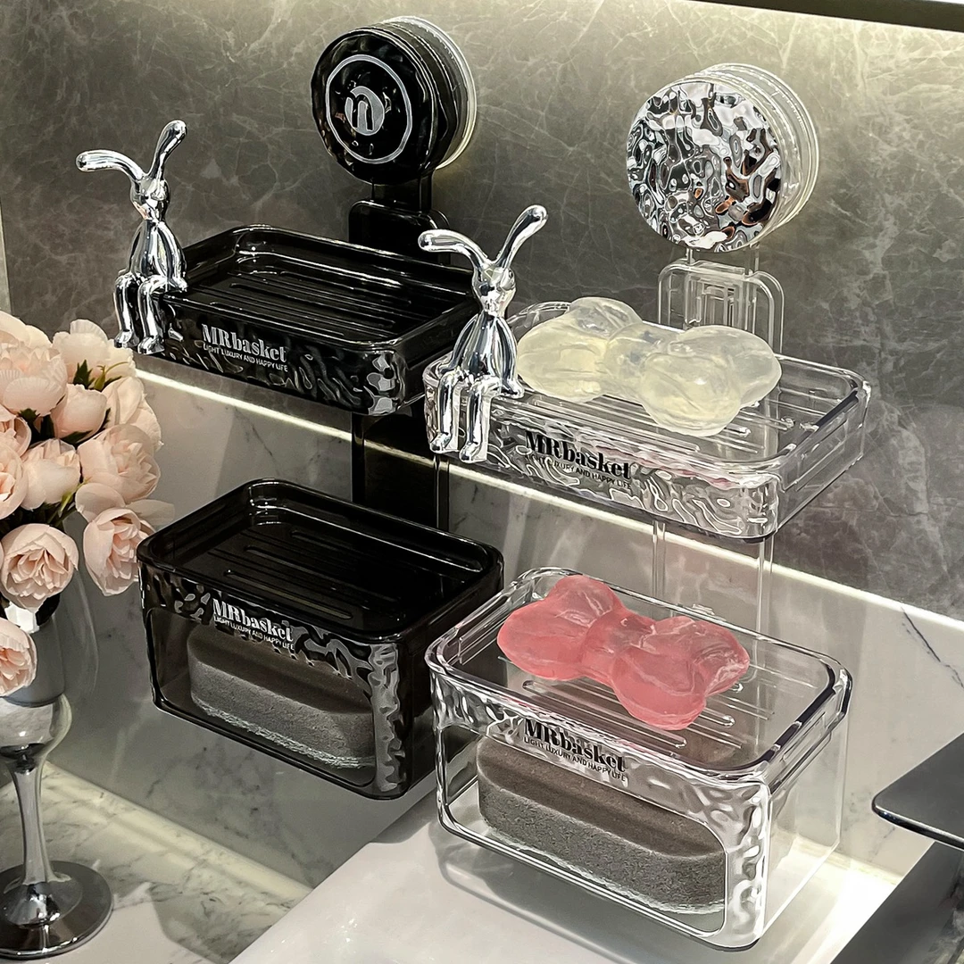 吸盘肥皂盒壁挂式免打孔家用高档卫生间墙上沥水