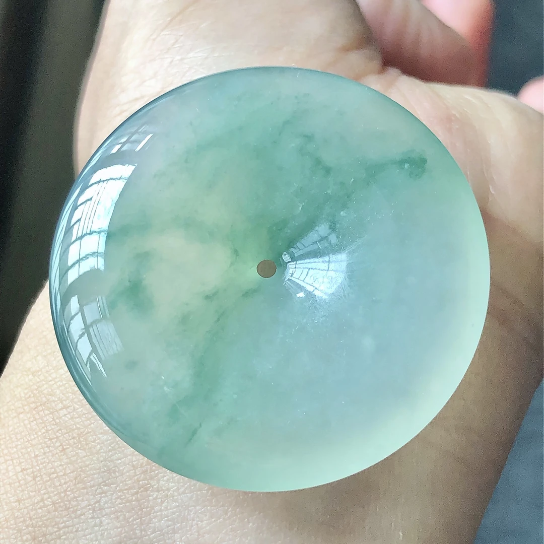 缅甸天然A货翡翠老坑冰种大平安扣吊坠挂件尺寸41.5/9.2