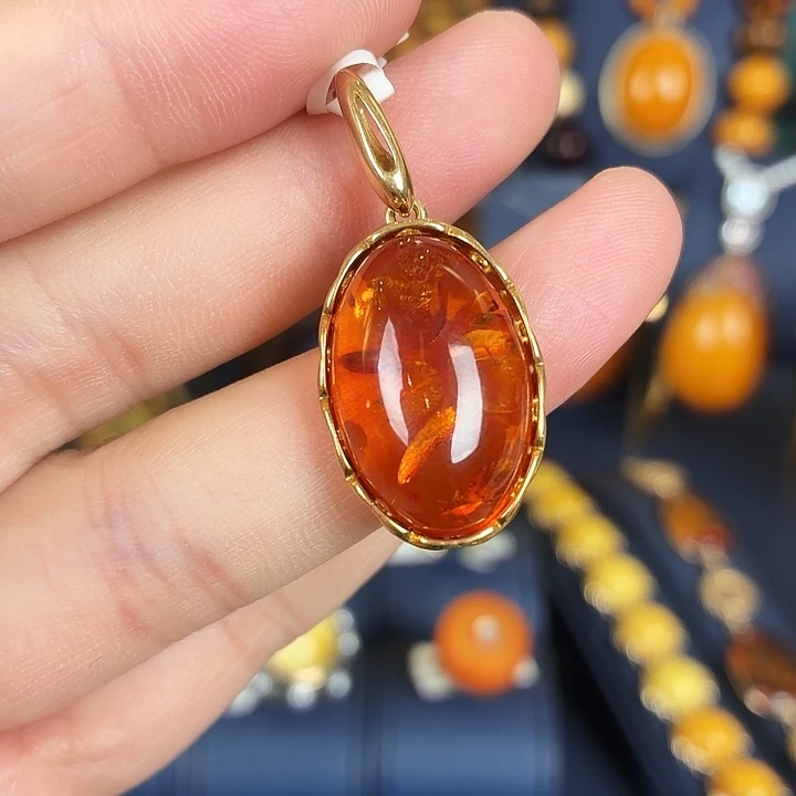 琥珀银S925镶嵌颈饰