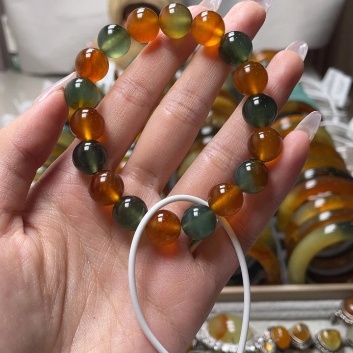 蛇纹石玉未镶嵌手串麦***鸭