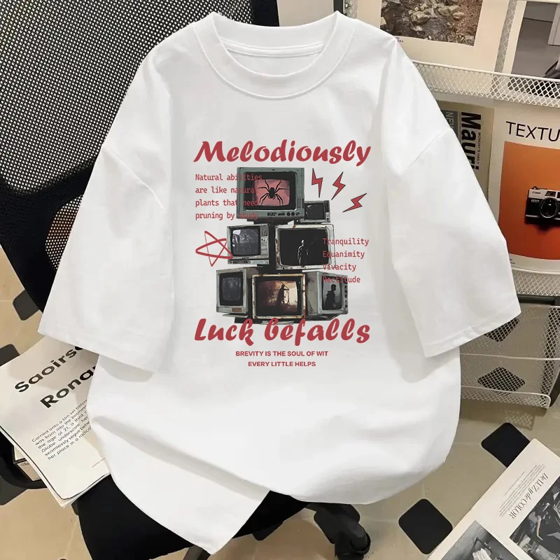 2025夏季爆款印花纯棉T恤男士圆领短袖棉T休闲潮流百搭宽松男上衣