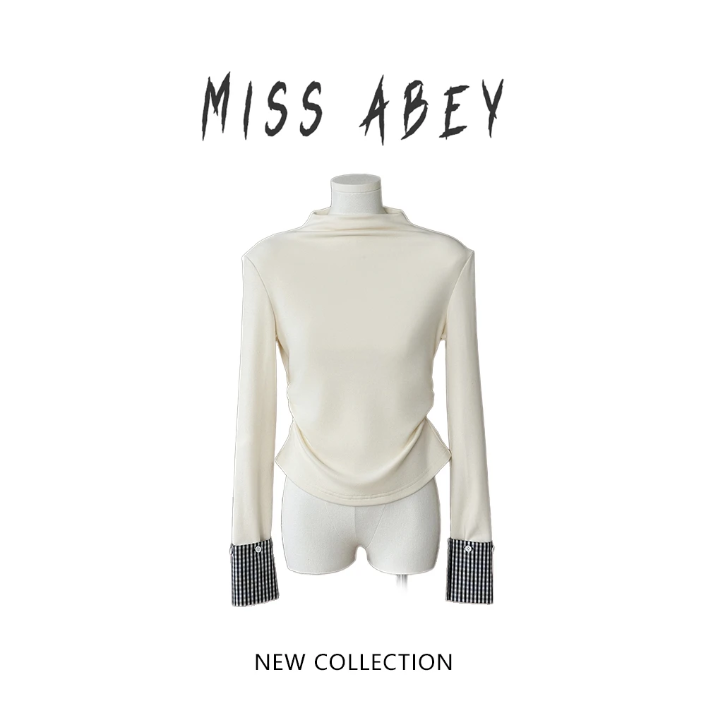 2024新款时髦街拍细坑条微磨毛袖口万能打底运动保暖