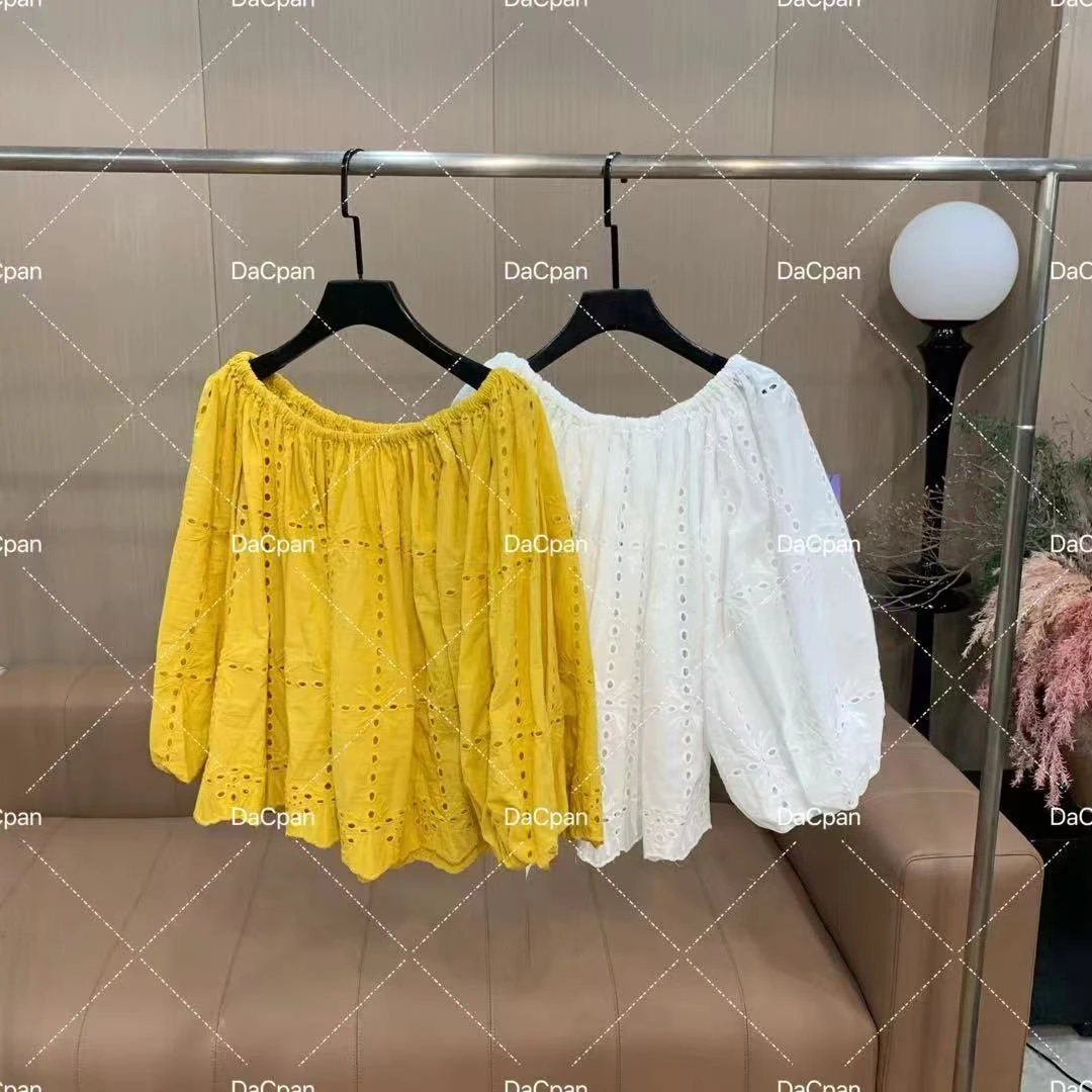 DACPAN-“落日放映”刺绣镂空一字肩上衣2025/盼·PP 5121539