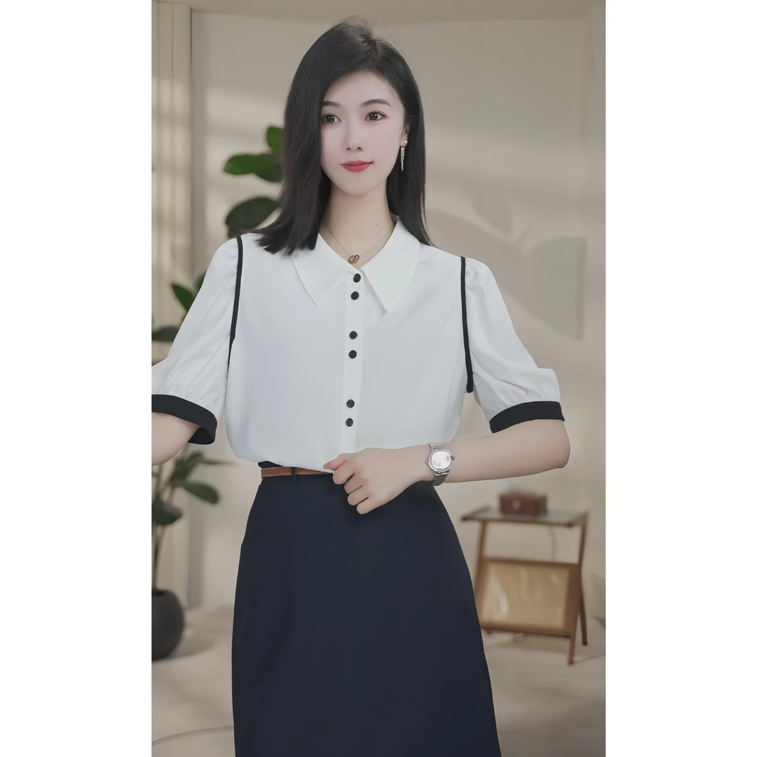 【小北甄选】流光风8592991白色气质休闲时尚薄款衬衫设计感百搭