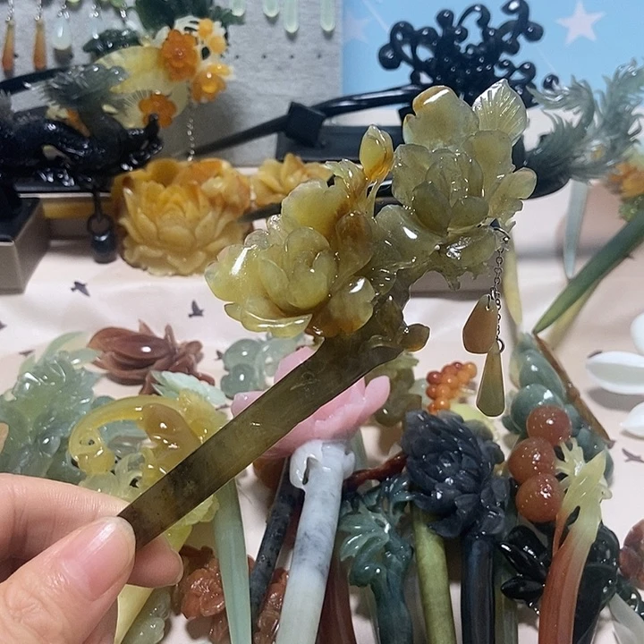 蛇纹石玉合金发簪