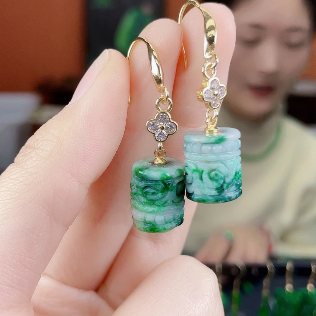 翡翠未镶嵌耳饰饰品