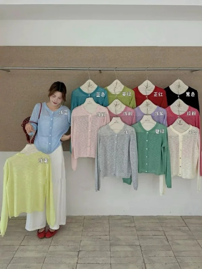 夏季大版显瘦新款圆领刺绣针织开衫女薄款防晒披肩空调衫052