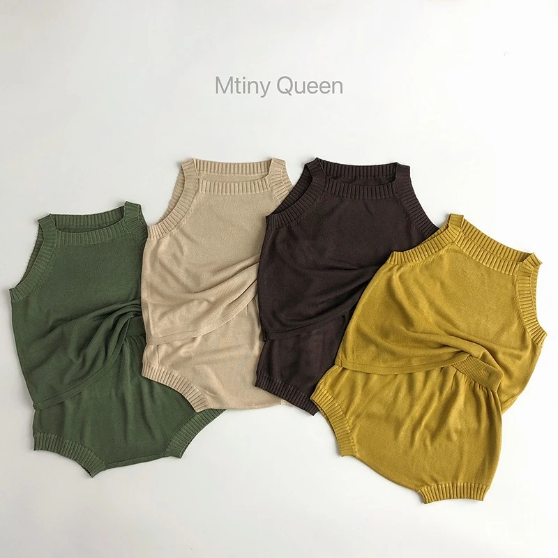 【夏日冰果】透气凉爽冰丝料韩版儿童背心短裤套装夏男女童宝宝