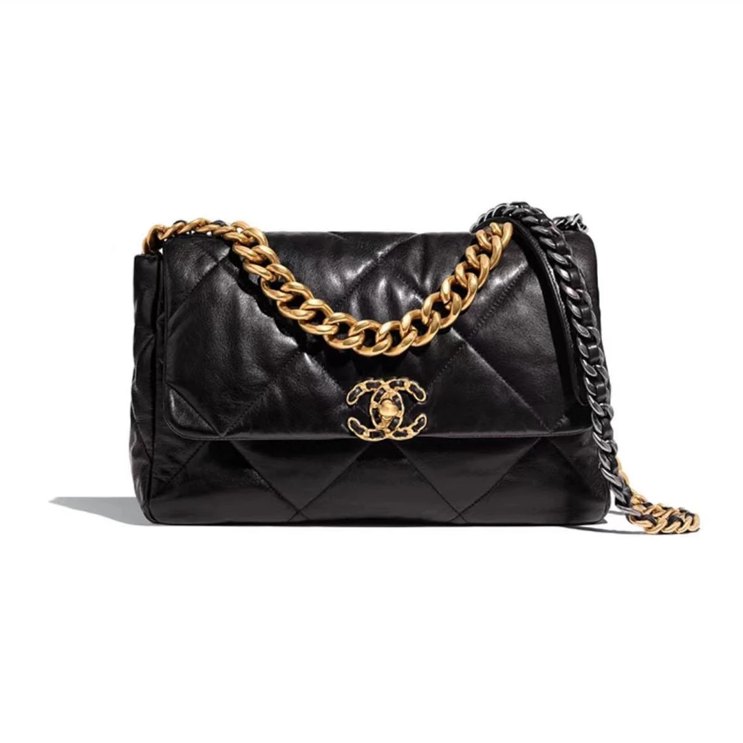 未使用 Chanel/香奈儿 小花双双 19BAG 口盖包 中号 黑色