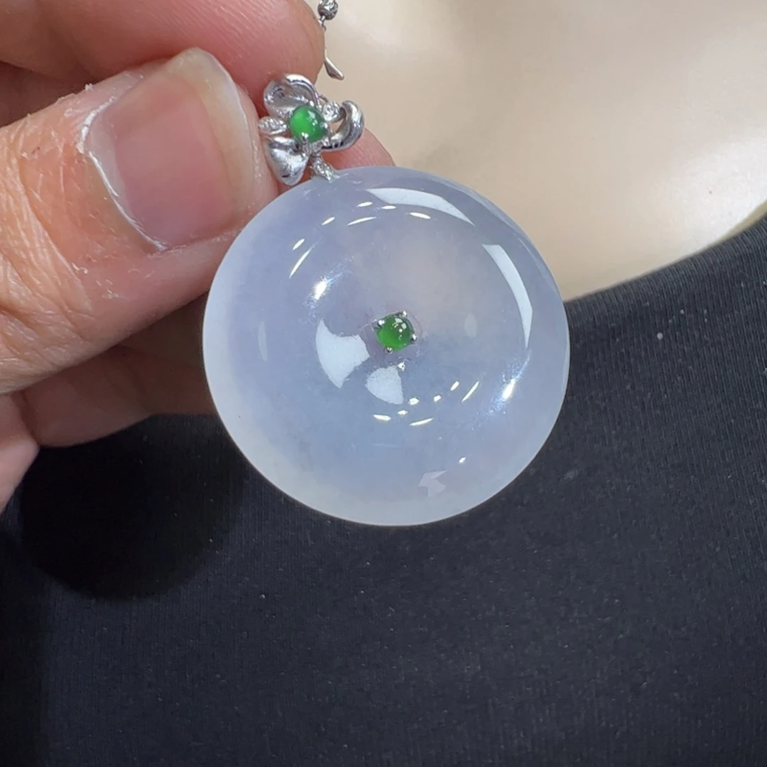 翡翠吊坠(不含链)18K金镶嵌